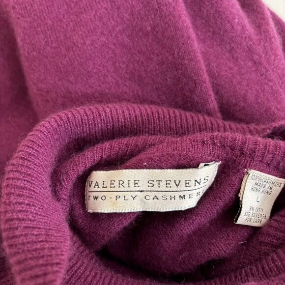 Vintage Valerie Stevens Sweater Women's Large Two Ply Cashmere Hong Kong Purple - Picture 6 of 9